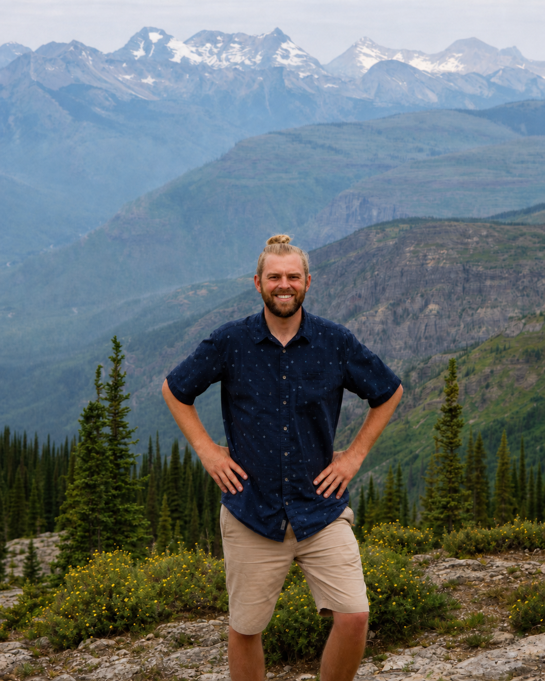 Andrew outdoors in the mountains