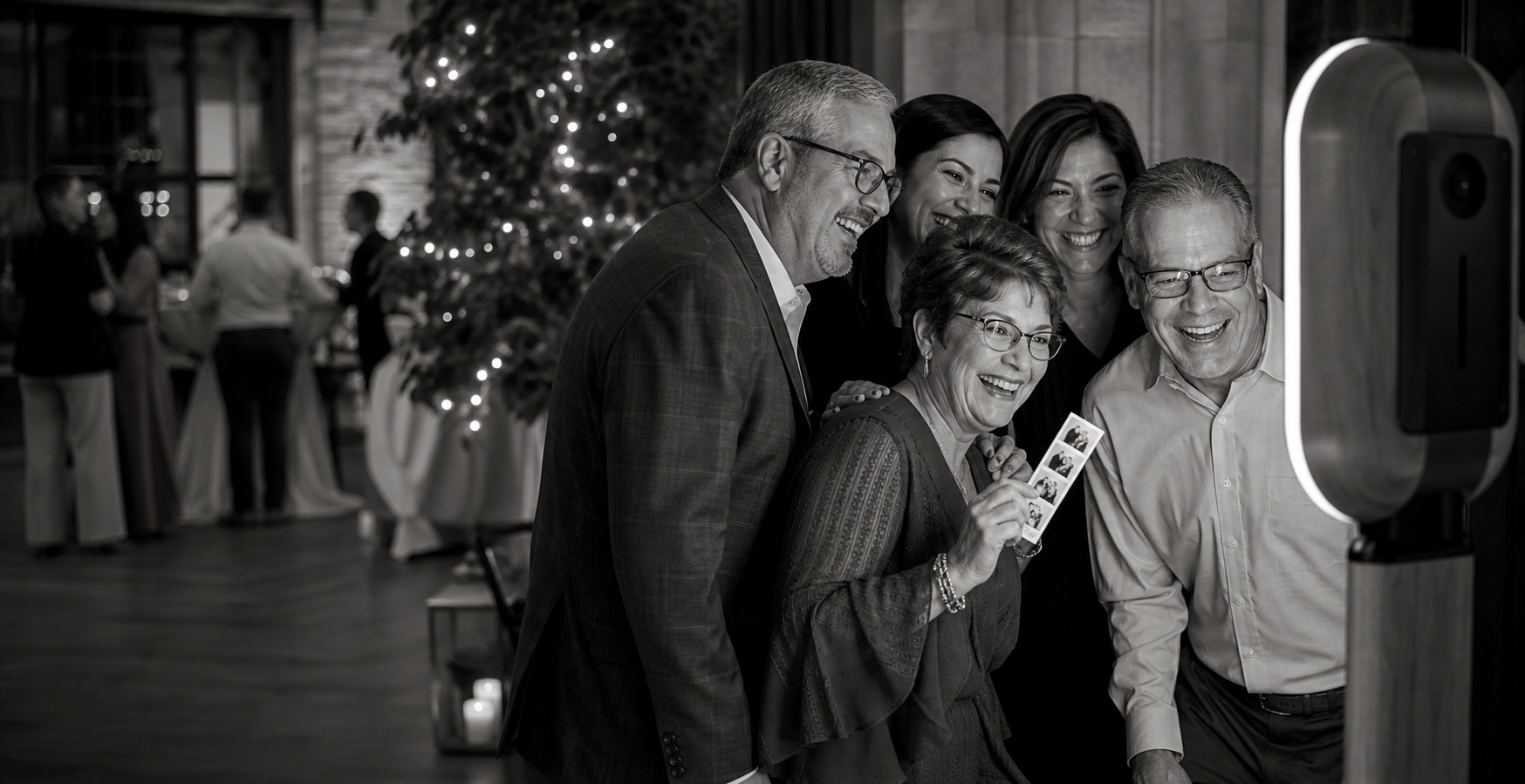 Guests at a professional corporate photobooth