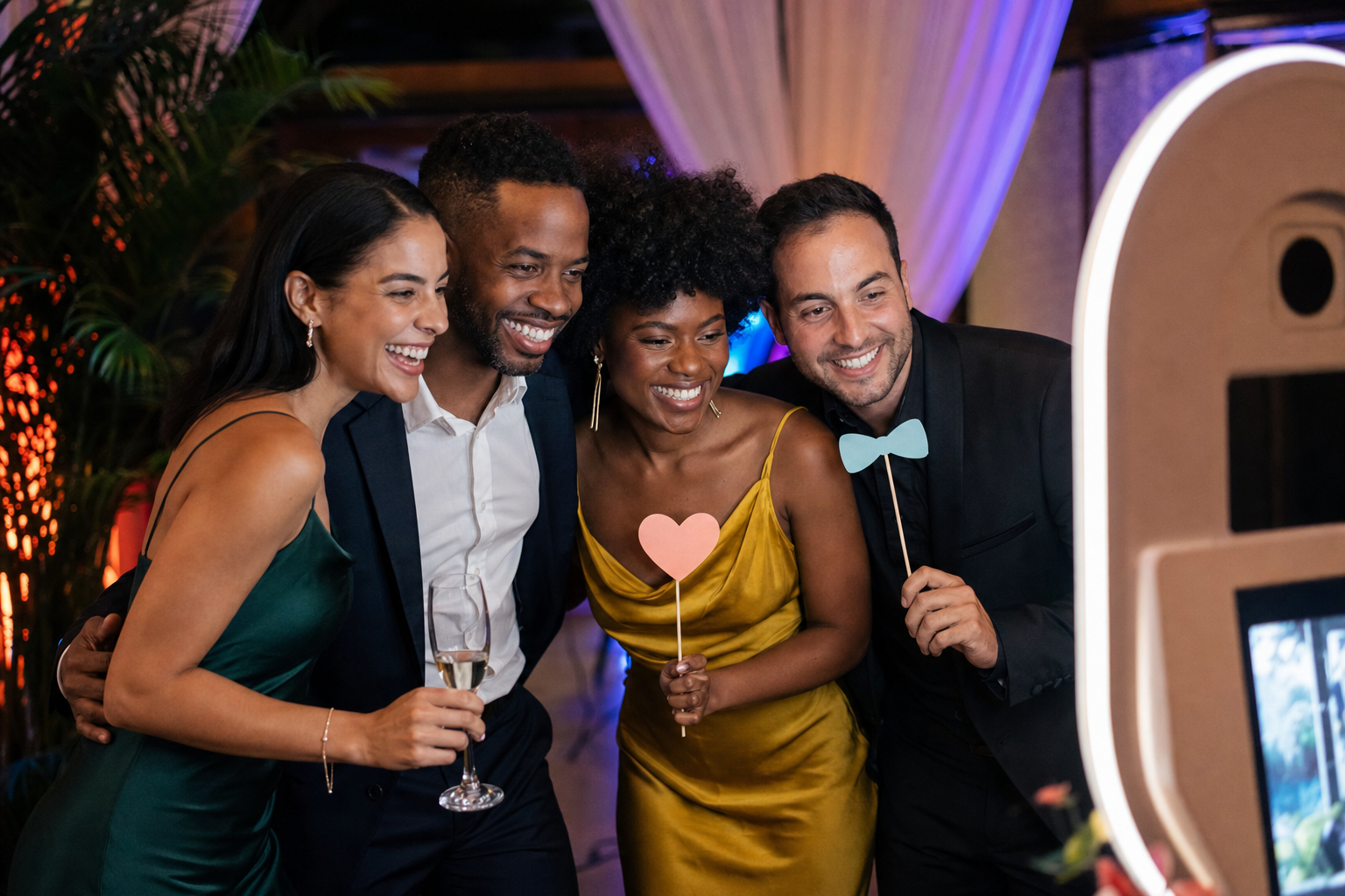 Concept image of guests enjoying an open-air photo booth